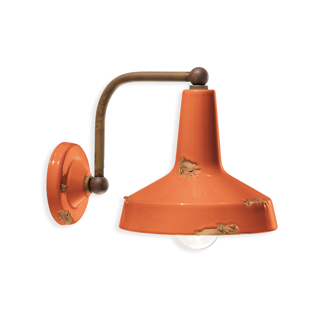 Levně Ferroluce Nástěnné retro svítidlo VINTAGE, š. 28 cm, 1xE27 Barva: Oranžová
