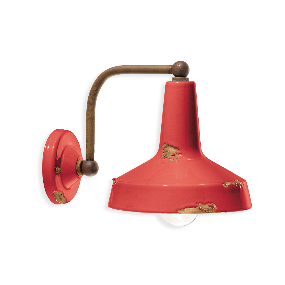 Levně Ferroluce Nástěnné retro svítidlo VINTAGE, š. 28 cm, 1xE27 Barva: Červená