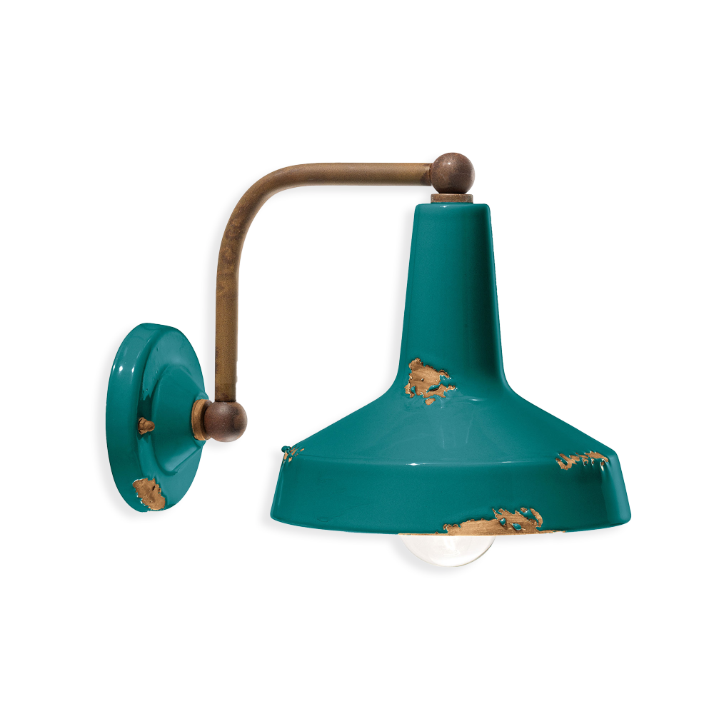 Levně Ferroluce Nástěnné retro svítidlo VINTAGE, š. 28 cm, 1xE27 Barva: Olivová zelená