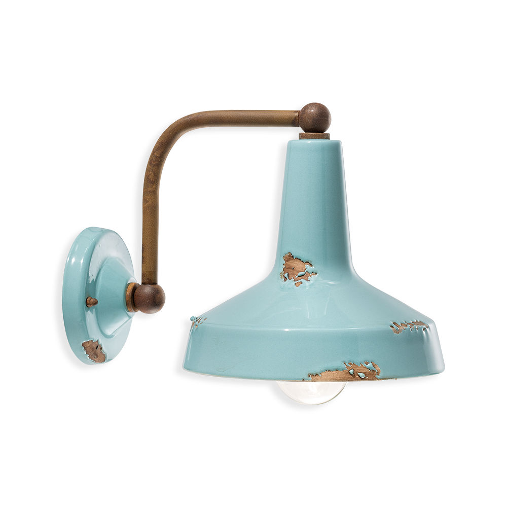 Levně Ferroluce Nástěnné retro svítidlo VINTAGE, š. 28 cm, 1xE27 Barva: Světle modrá