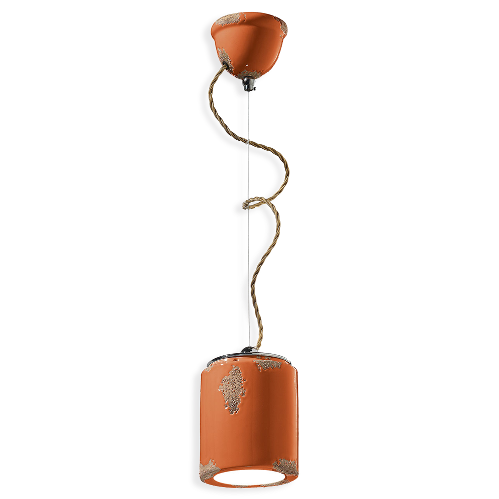 Levně Ferroluce Závěsné retro svítidlo VINTAGE, Ø 12,5 cm, 1xE27 Barva: Oranžová