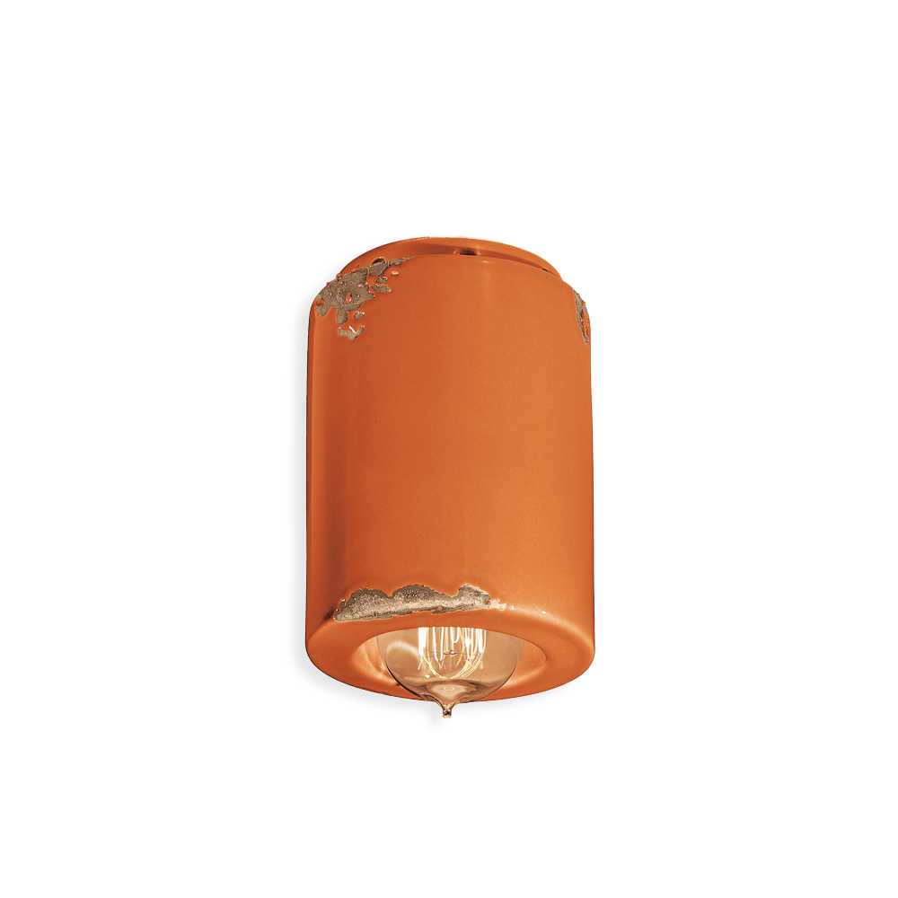 Levně Ferroluce Stropní retro svítidlo VINTAGE, Ø 8,5 cm, 1xE14 Barva: Oranžová