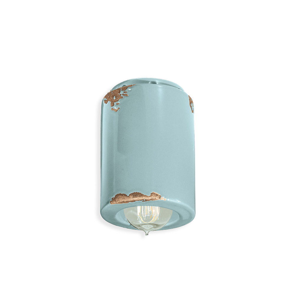 Levně Ferroluce Stropní retro svítidlo VINTAGE, Ø 8,5 cm, 1xE14 Barva: Světle modrá