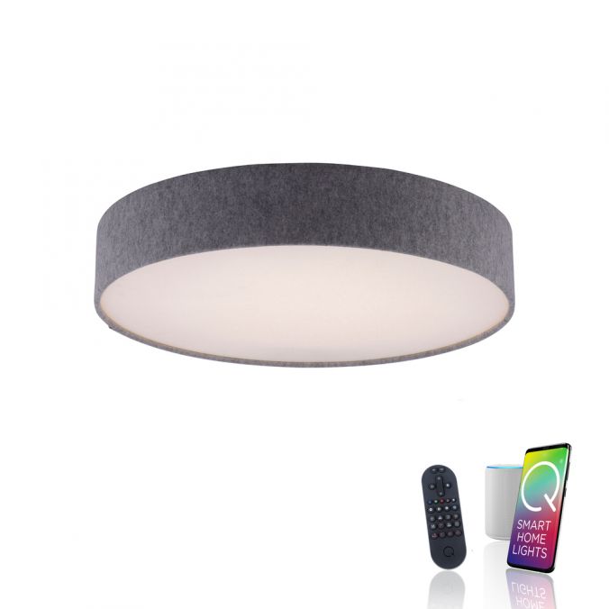 Paul Neuhaus Smart LED stropní svítidlo Q-Kiara ⌀ 58cm, 2700-5000K Barva: Šedá