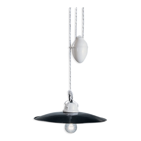 Ferroluce Závěsné retro svítidlo s kladkou POTENZA, ∅ 30 cm, 1xE27