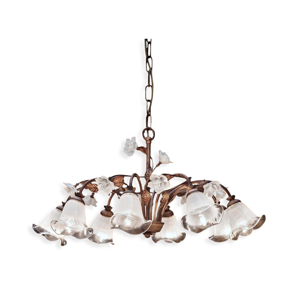 Ferroluce Závěsné retro svítidlo SIENA, ∅ 65 cm, 8xE14