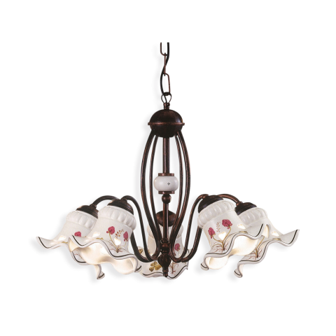 Ferroluce Závěsné retro svítidlo CHIETI, ∅ 58 cm, 5xE14