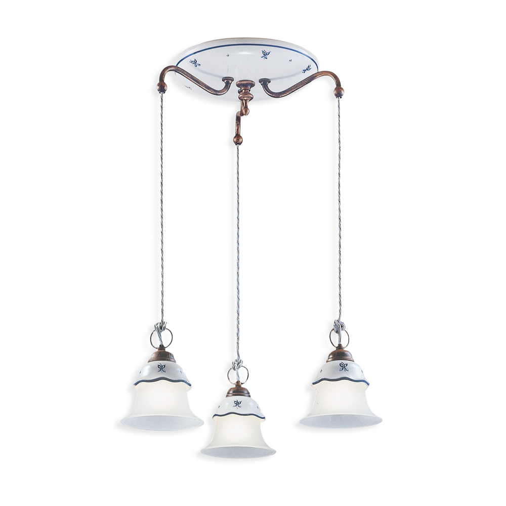 Levně Ferroluce Závěsné vintage svítidlo FERRARA, ∅ 50 cm, 3xE14