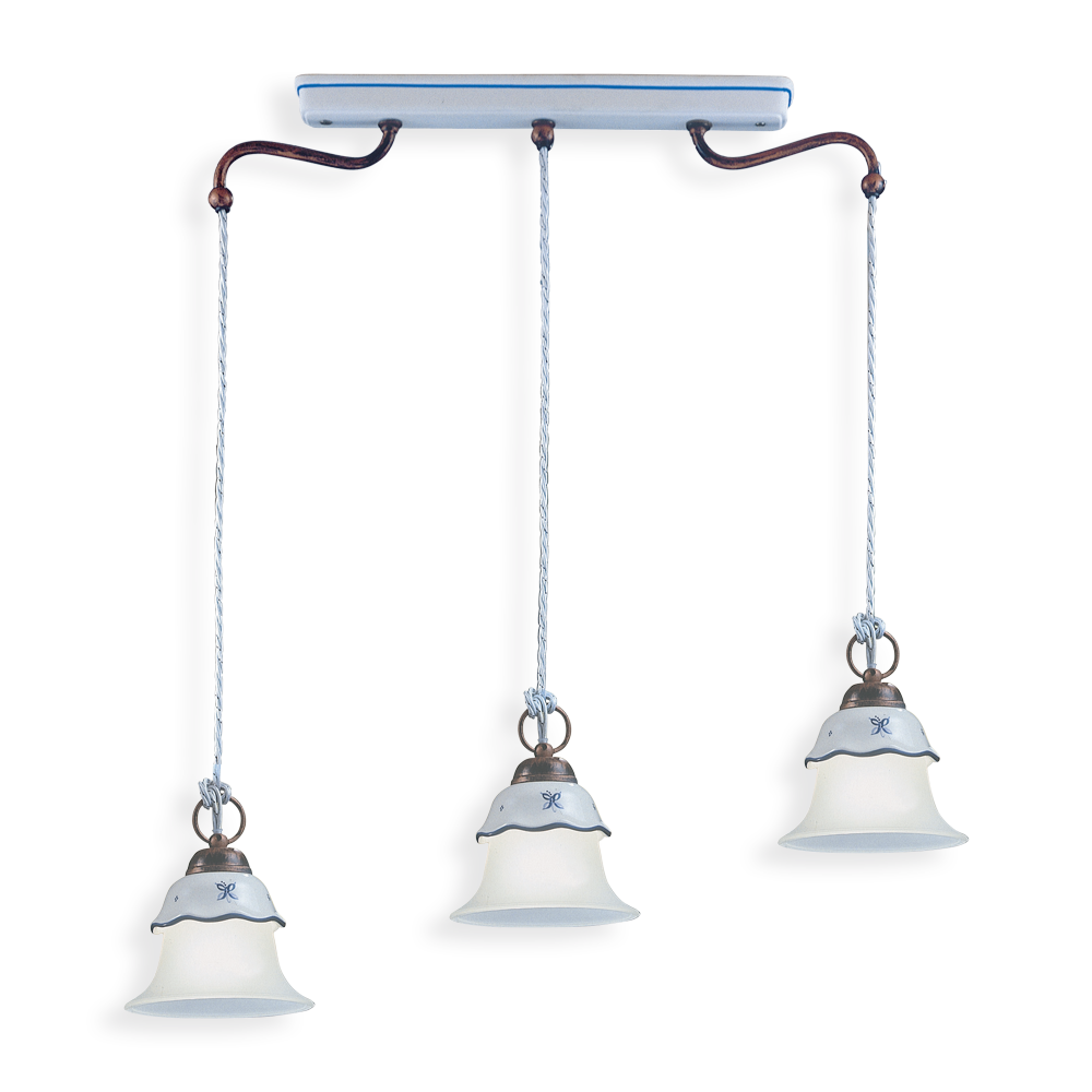 Levně Ferroluce Závěsné vintage svítidlo FERRARA, d. 68 cm, 3xE14