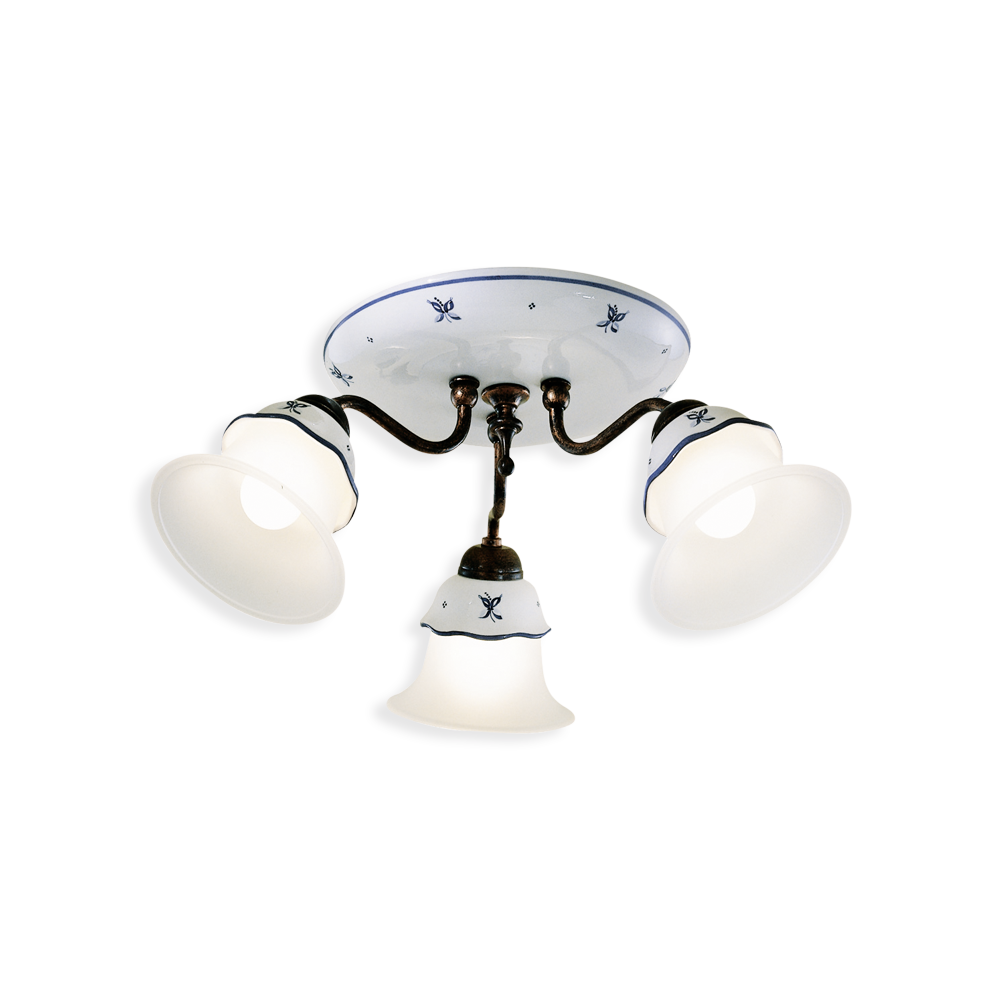 Levně Ferroluce Stropní vintage svítidlo FERRARA, ∅ 50cm, 3xE14