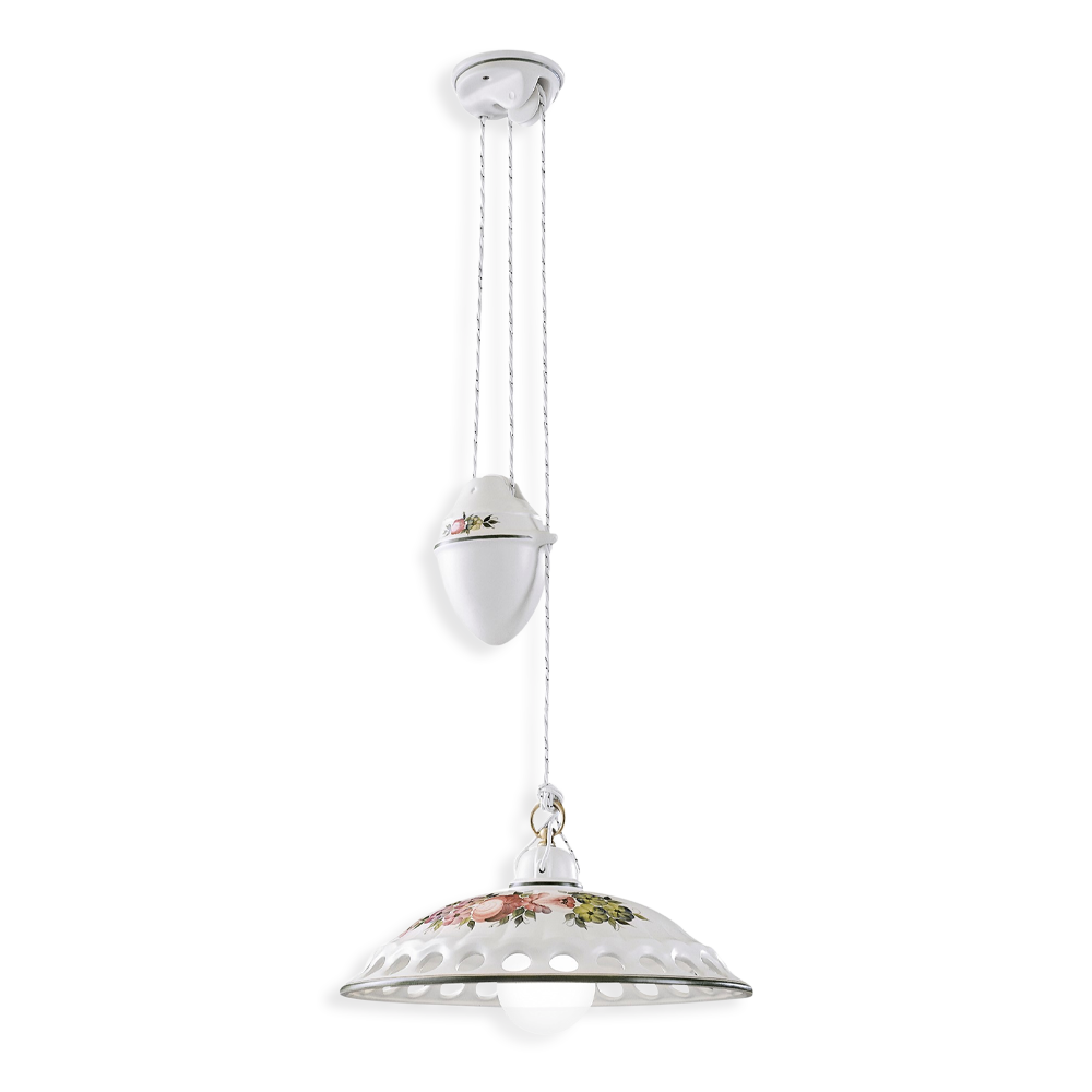 Levně Ferroluce Závěsné svítidlo s kladkou NAPOLI, ∅ 33 cm, 1xE27