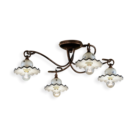 Levně Ferroluce Stropní vintage svítidlo ROMA, ∅ 62 cm, 4xE14