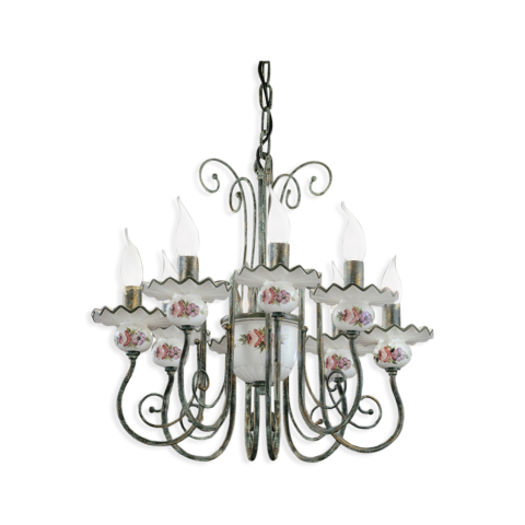 Ferroluce Závěsné retro svítidlo SANREMO, ∅ 72 cm, 8xE14