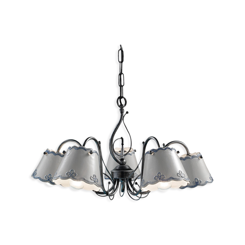 Levně Ferroluce Závěsné vintage svítidlo RAVENNA, ∅ 60 cm, 5xE14