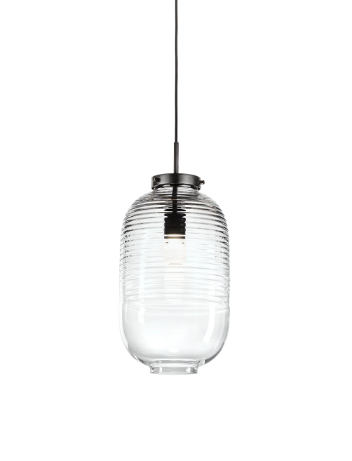 Luxusní závěsné svítidlo Bomma Lantern bez baldachýnu Povrch Montury: Černá, Barva skla: Čirá