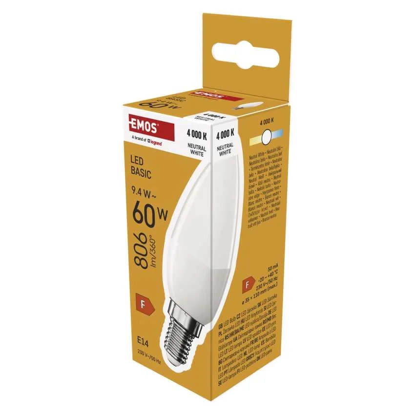 Emos lighting LED žárovka Basic svíčka / E14 / 8,3 W (66 W) / 900 lm / neutrální bílá 1525731415