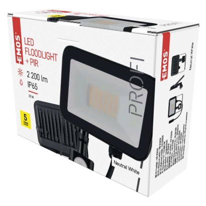 Emos lighting LED reflektor INOVO s pohybovým čidlem, 20W, antracit,  neutrální bílá 1531242722