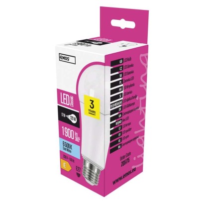 Emos lighting LED žárovka Classic A67 / E27 / 17 W (120 W) / 1 900 lm / studená bílá 1525733112