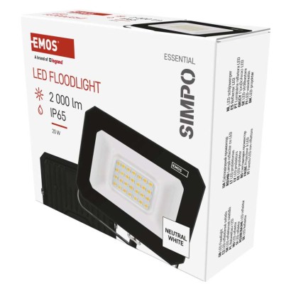 Emos lighting LED reflektor SIMPO 20 W, černý, neutrální bílá 1531222300