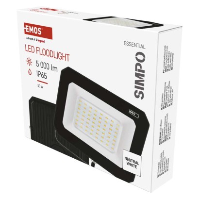 Emos lighting LED reflektor SIMPO 50 W, černý, neutrální bílá 1531224300