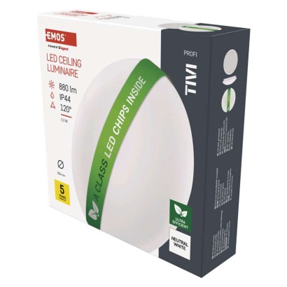 Emos lighting LED přisazené svítidlo TIVI, A CLASS, kruhové bílé 5,5W, IP44, neutrální bílá 1539085050