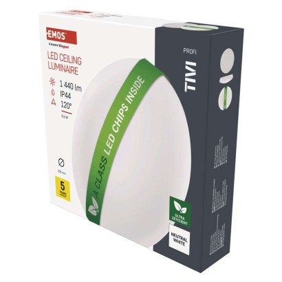 Emos lighting LED přisazené svítidlo TIVI, A CLASS, kruhové bílé 8,6W, IP44, neutrální bílá 1539085080