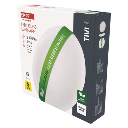 Emos lighting LED přisazené svítidlo TIVI, A CLASS, kruhové bílé 12,5W, IP44, neutrální bílá 1539085122