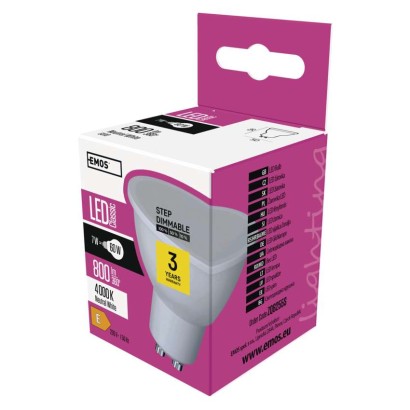 Emos lighting LED žárovka Classic MR16 / GU10 / 7 W (60 W) / 800 lm / neutrální bílá 1525730415