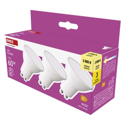 Emos lighting LED žárovka Classic MR16 / GU10 / 7 W  (60 W) / 806 lm / teplá bílá 1525730228
