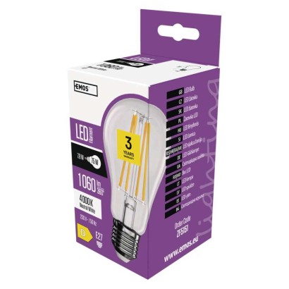 Emos lighting LED žárovka Filament A60 / E27 / 7,8W (75W) / 1060 lm / neutrální bílá 1525283418