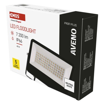 Emos lighting LED reflektor AVENO 48W, černý, neutrální bílá 1531243300