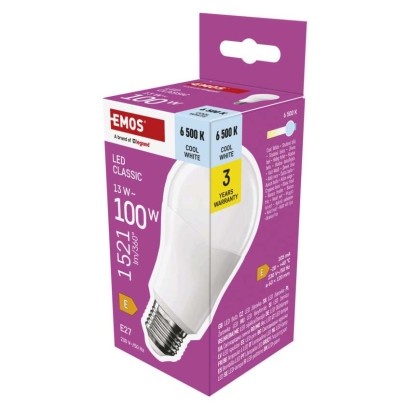 Emos lighting LED žárovka Classic A60 / E27 / 13 W (100 W) / 1521 lm / studená bílá 1525733123