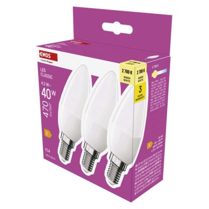 Emos lighting LED žárovka Classic svíčka / E14 / 4,2 W (40 W) / 470 lm / teplá bílá 1525731237