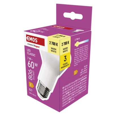 Emos lighting LED žárovka Classic R63 / E27 / 7 W  (60 W) / 806 lm / teplá bílá 1525733294