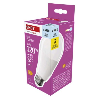 Emos lighting LED žárovka Classic A70 / E27 / 16 W (120 W) / 1901 lm / studená bílá 1525733124