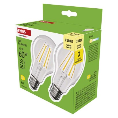 Emos lighting LED žárovka Filament A60 / E27 / 5,9 W (60 W) / 806 lm / teplá bílá 1525743207