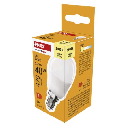 Emos lighting LED žárovka Basic Mini Globe / E14 / 5,5 W (40 W) / 470 lm / teplá bílá 1525731246