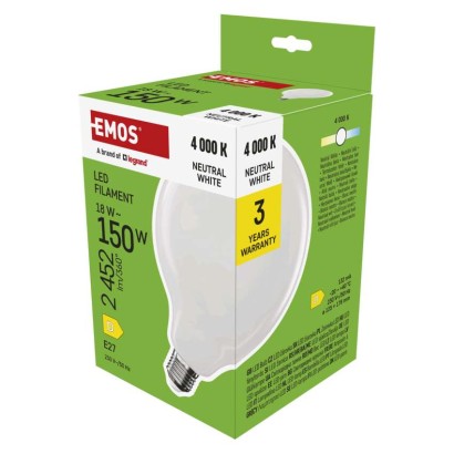Emos lighting LED žárovka Filament G125 / E27 / 18 W (150 W) / 2452 lm / neutrální bílá 1525743407