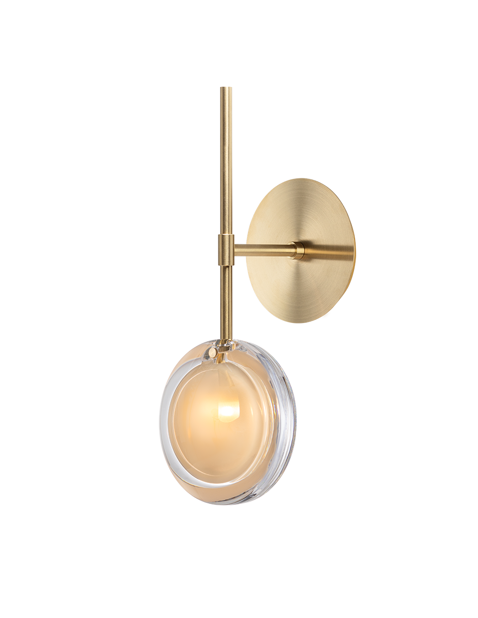 Luxusní nástěnné svítidlo Bomma Lens Stmívání, řízení: DALI, Povrch Montury: Kartáčovaná zlatá, Barva skla: Béžová