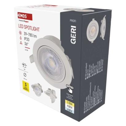 EMOS LED bodové svítidlo GERI 6,5W 780LM IP20 CCT bílá 1540116500