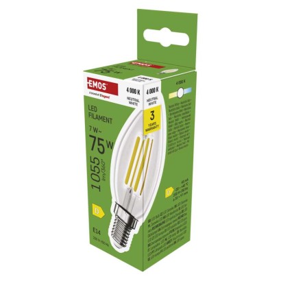 Emos lighting LED žárovka Filament svíčka  / E14 / 7 W (75 W) / 1055 lm / neutrální bílá 1525731455
