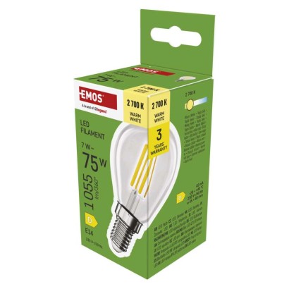 Emos lighting LED žárovka Filament Mini Globe  / E14 / 7 W (75 W) / 1055 lm / teplá bílá 1525731259