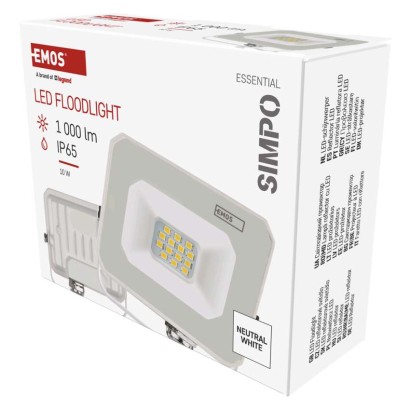 EMOS LED reflektor SIMPO 10 W, bílý, neutrální bílá 1531221301