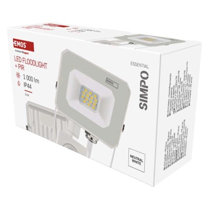 EMOS LED reflektor SIMPO, 10W, PIR, neutrální bílá 1531231301