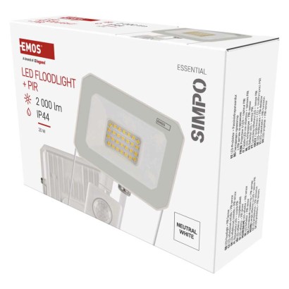 EMOS LED reflektor SIMPO, 20W, PIR, neutrální bílá 1531232302