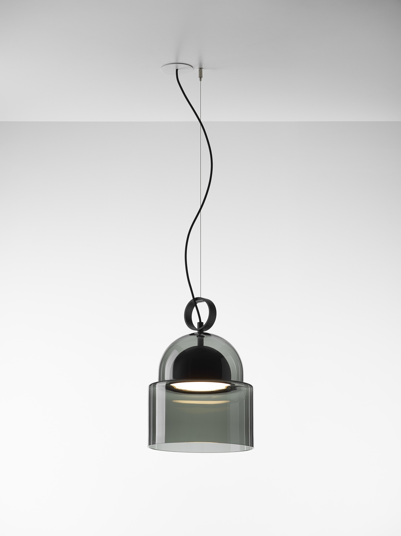 Závěsné designové svítidlo Brokis Dome medium PC1347 Barva skla: Opalín, Povrchová úprava baldachýnu a montury: broušená rose gold lak, Dekor skla: Bez dekoru