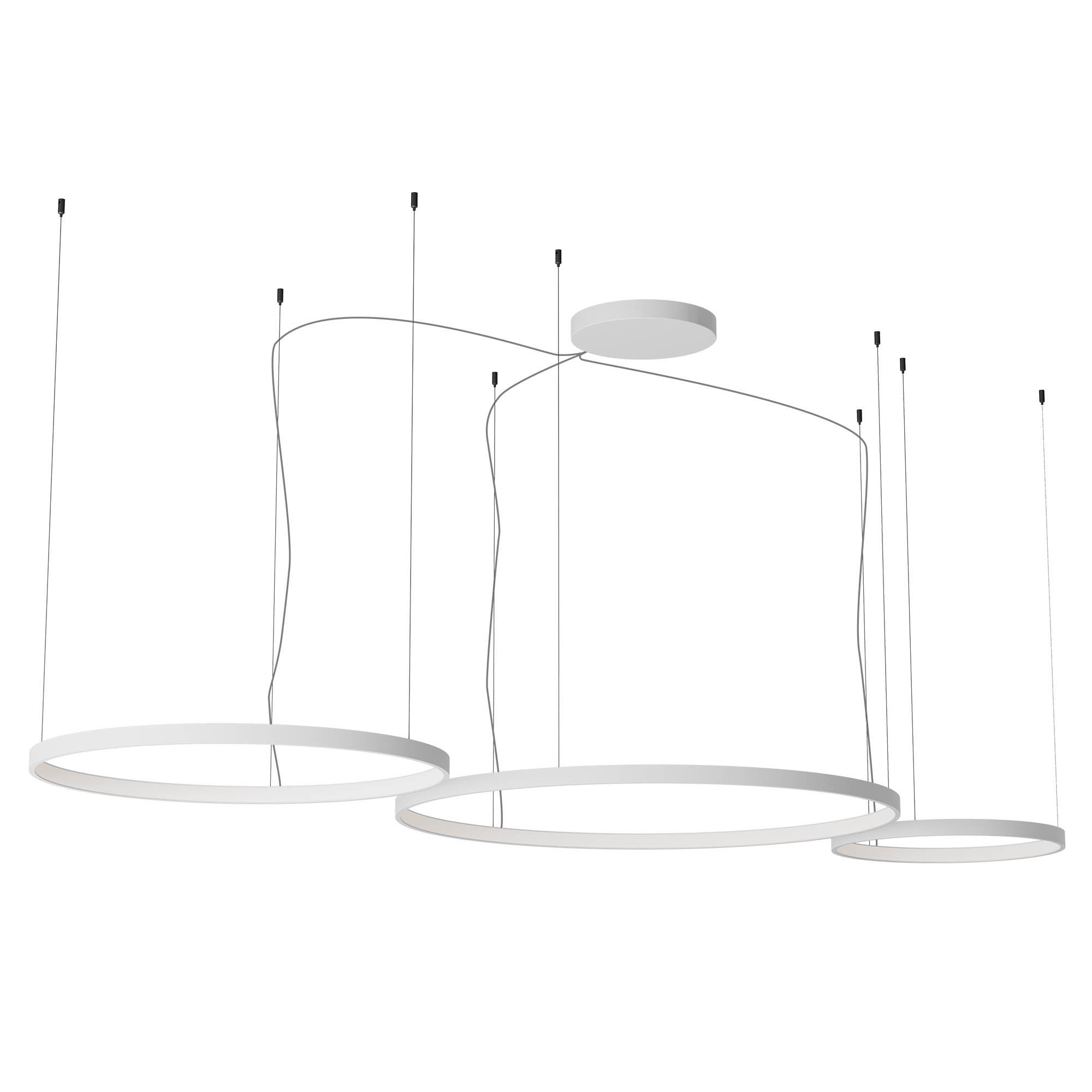 Redo Závěsné LED svítidlo ORION ø 500mm + 1000mm + 750mm, 176W Barva: Bílá, Stmívání, řízení: TRIAC