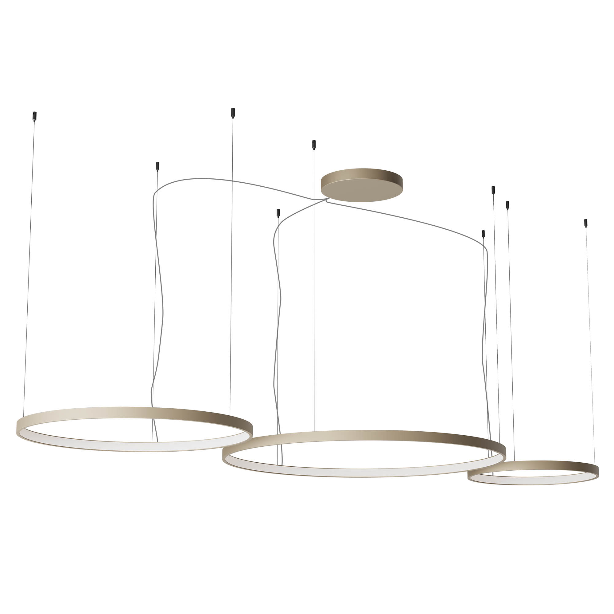 Redo Závěsné LED svítidlo ORION ø 500mm + 1000mm + 750mm, 176W Barva: Hnědá, Stmívání, řízení: TRIAC