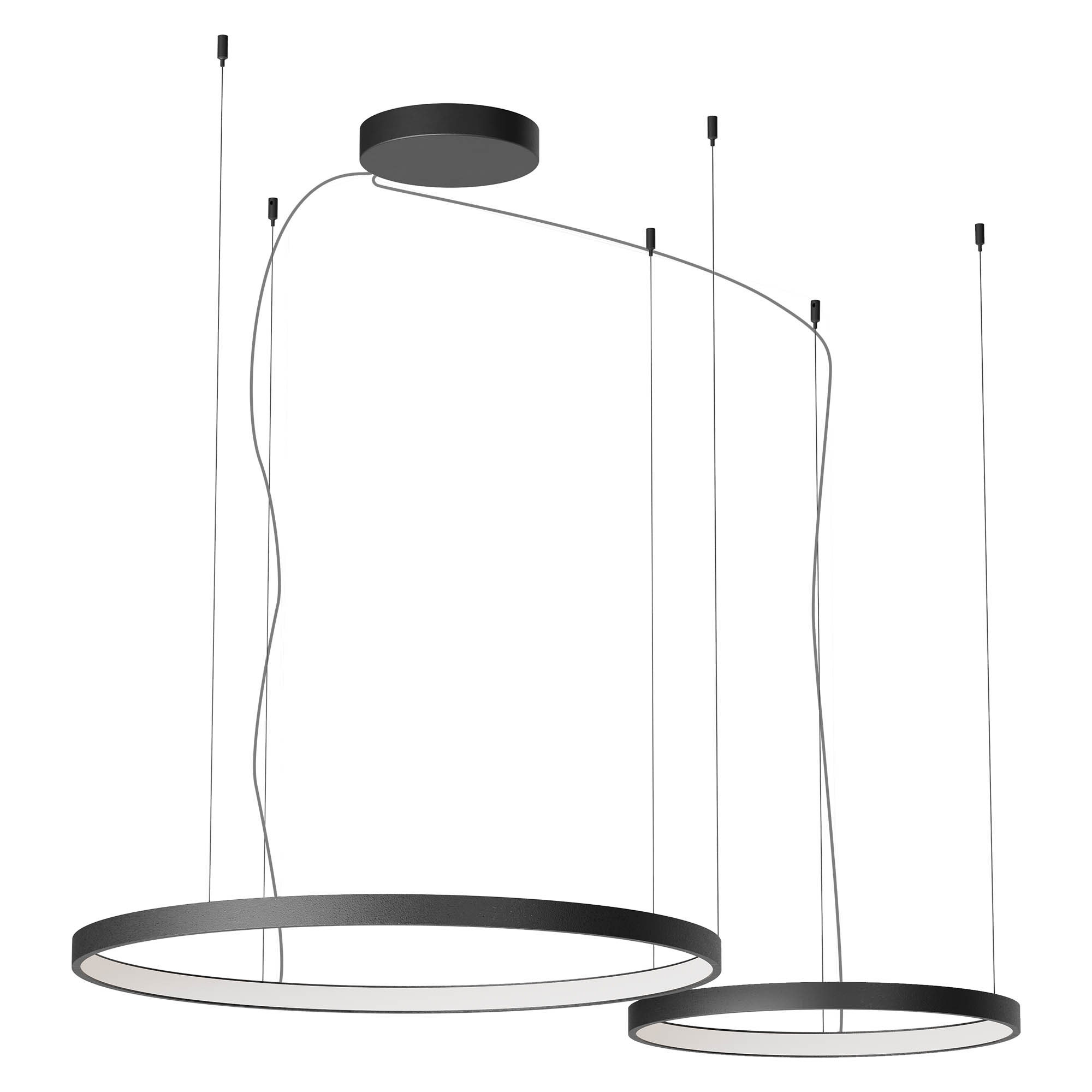 Redo Závěsné LED svítidlo ORION ø 500mm + 750mm, 98W Barva: Černá, Stmívání, řízení: TRIAC