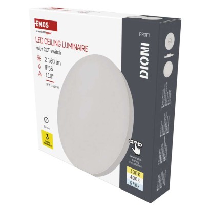 EMOS LED přisazené svítidlo DIONI kruhové, bílé, 18W, se změnou CCT 1539087180